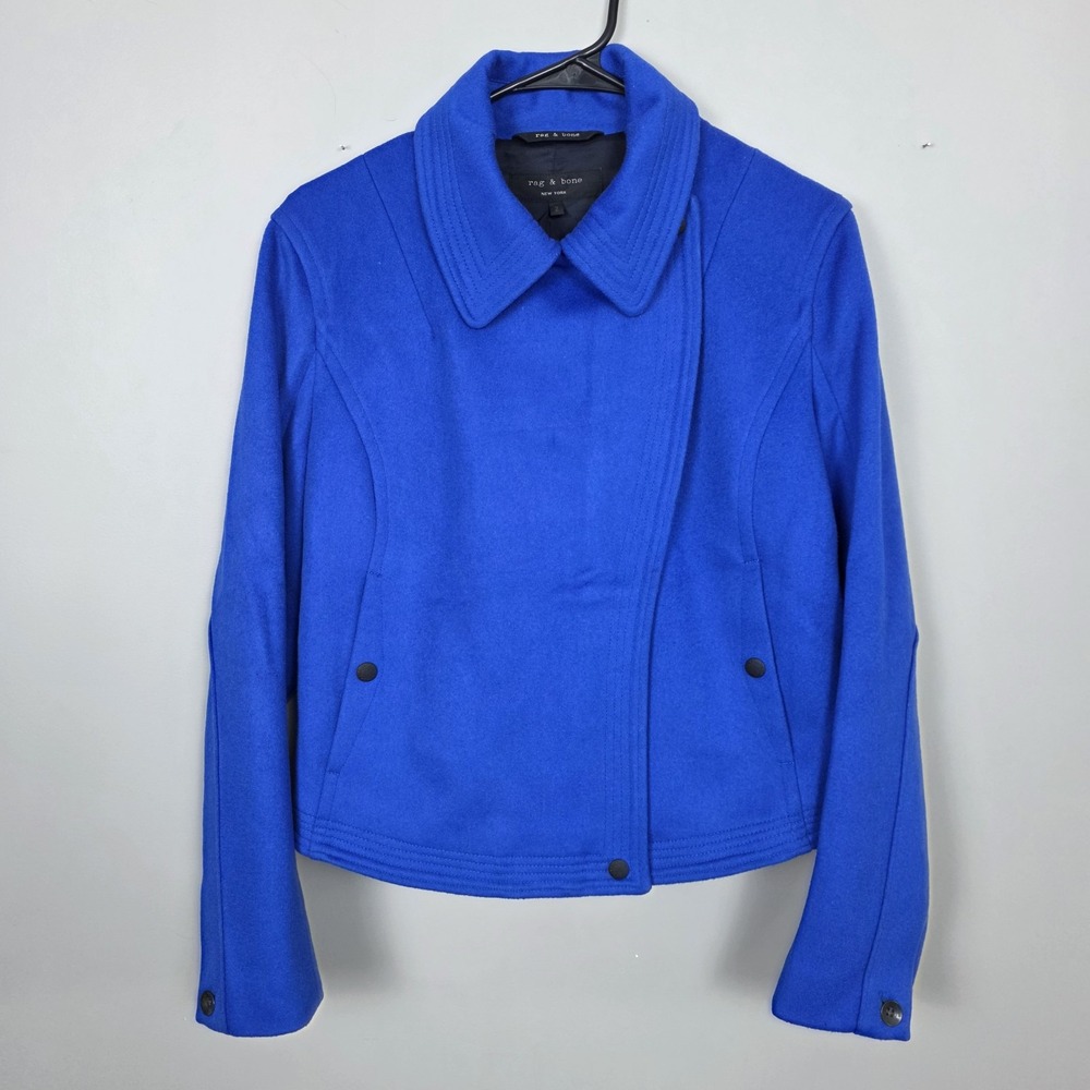 RAG & BONE RUNWAY Grosvenor Wool Moto Jacket FALL 2011 COLLECTION Blue Zip 2